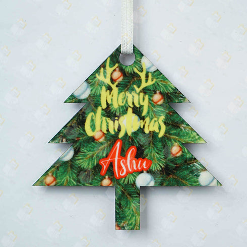 Personalised Tree Shape Ornaments for Christmas Set of 4